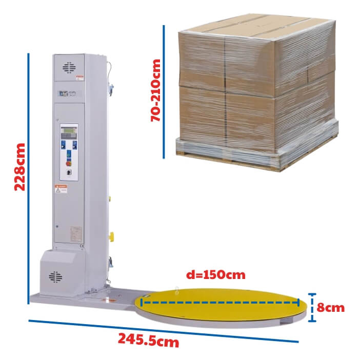 Kích thước máy quấn màng BL2000BX